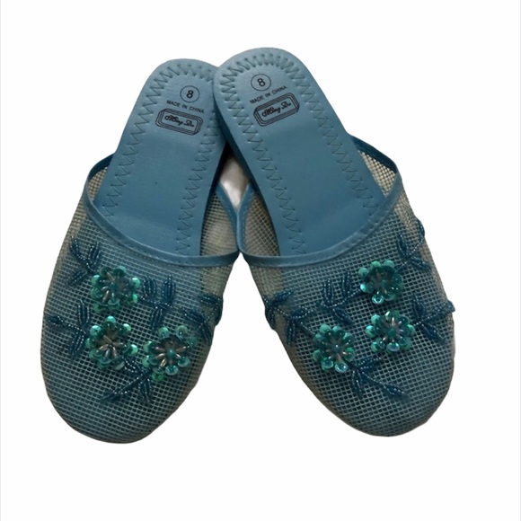 🆕New Blue Slides Flat Slippers - Picture 3 of 11